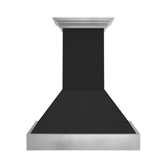 ZLINE 36 in. Wall Mount Range Hood 700 CFM Rustic Shiplap Black with Stainless Steel Accents (365CC-36)