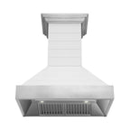 ZLINE 30 in. Wall Mount Range Hood, 400 CFM, Wooden Rustic Shiplap Bright White Finish with Stainless Steel Accents (365WW-30)