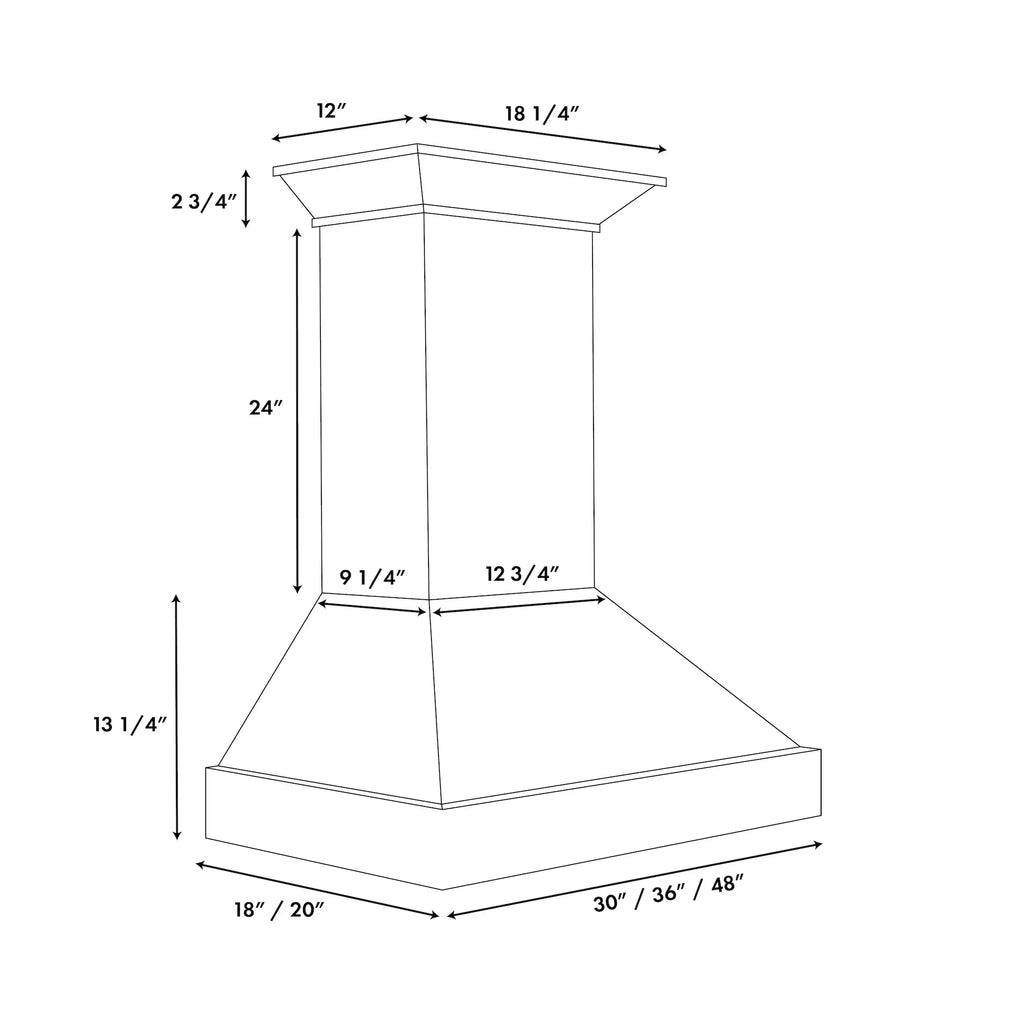 ZLINE 30 in. Wall Mount Range Hood, 400 CFM, Convertible, Smooth Bright White, KBWW-30