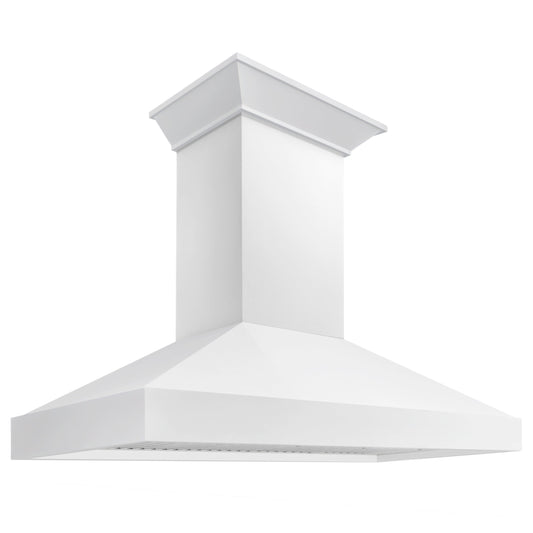 ZLINE 48 in. Wall Mount Range Hood 400 CFM Convertible Wooden Smooth Bright White Finish (KBWW-48)