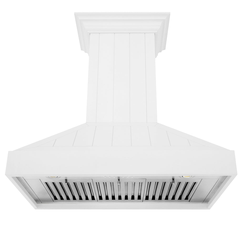 ZLINE 30 in. Wall Mount Range Hood 400 CFM Convertible Wooden Shiplap Bright White Finish (KPWW-30)