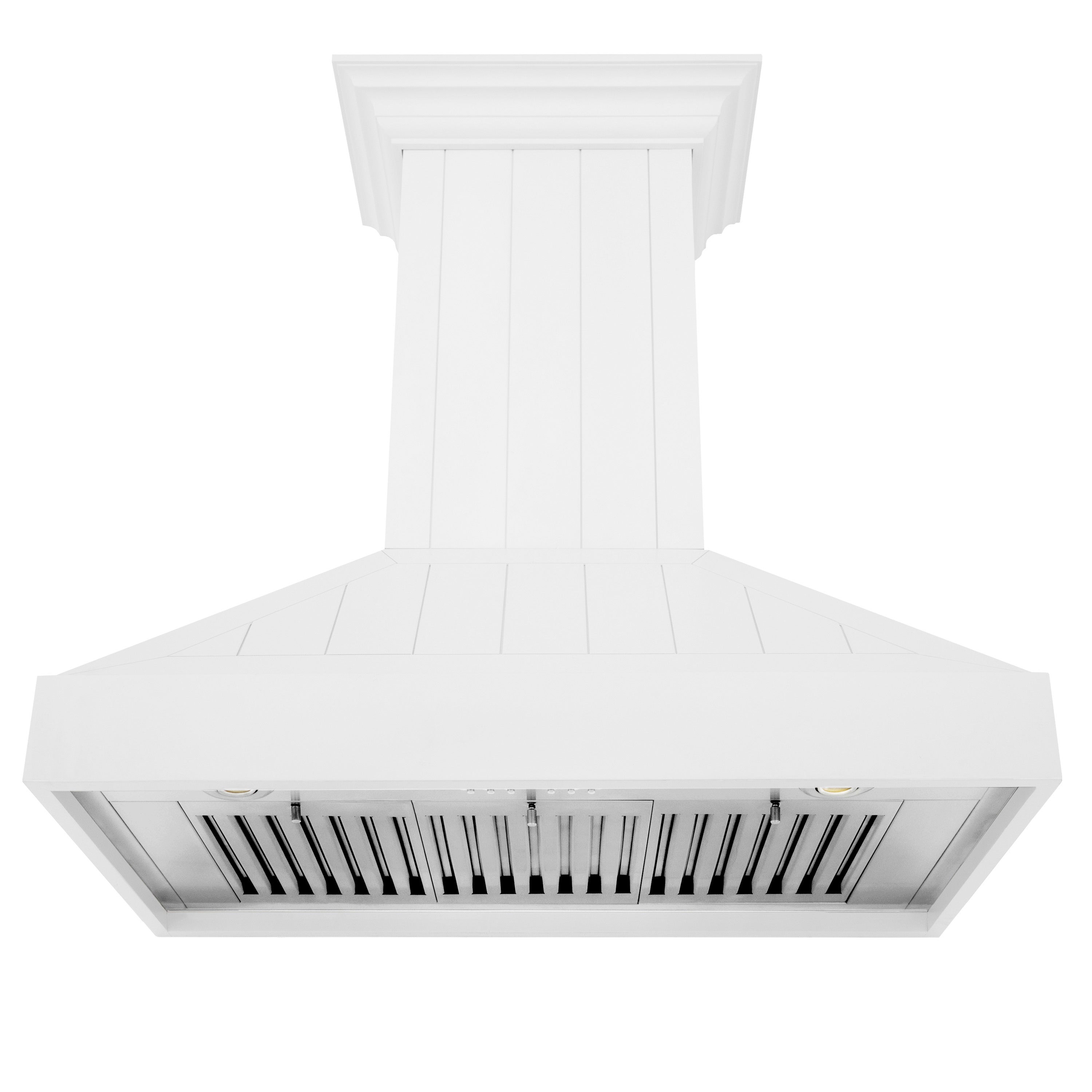 ZLINE 30 in. Wall Mount Range Hood 400 CFM Convertible Wooden Shiplap Bright White Finish (KPWW-30)