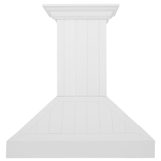 ZLINE 36 in. Wooden Wall Mount Range Hood 400 CFM Convertible Shiplap Bright White (KPWW-36)