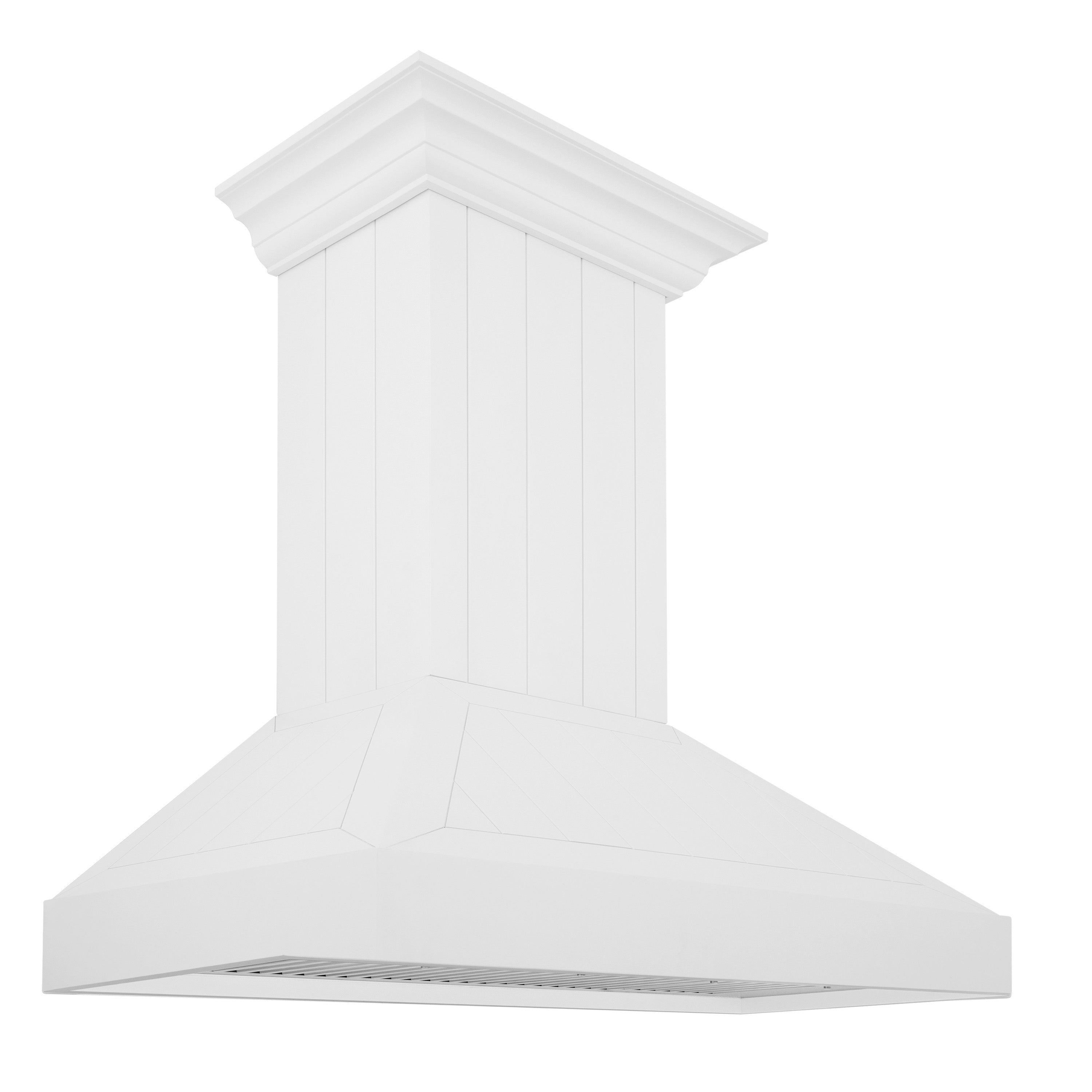 ZLINE 36 in. Wooden Wall Mount Range Hood 400 CFM Convertible Shiplap Bright White (KPWW-36)