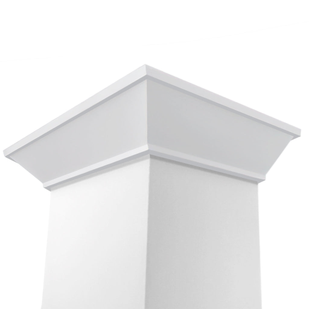 ZLINE 48 in. Wall Mount Range Hood 400 CFM Convertible Wooden Smooth Bright White Finish (KBWW-48)