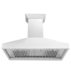 ZLINE 48 in. Wall Mount Range Hood 400 CFM Convertible Wooden Smooth Bright White Finish (KBWW-48)