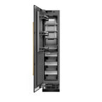 ZLINE Autograph 18" 8.6 cu. ft. Left Hinge Column Freezer in Black Stainless Steel with Graphite Gray Interior and Champagne Bronze Accents, RCFVLZ-BS-18-CB