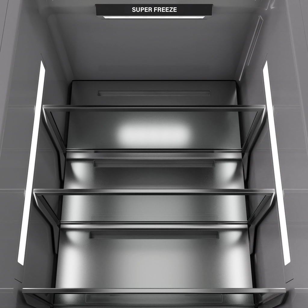ZLINE 18" 8.6 cu. ft. Right Hinge Column Freezer in Black Stainless Steel with Graphite Gray Interior, RCFVR-BS-18