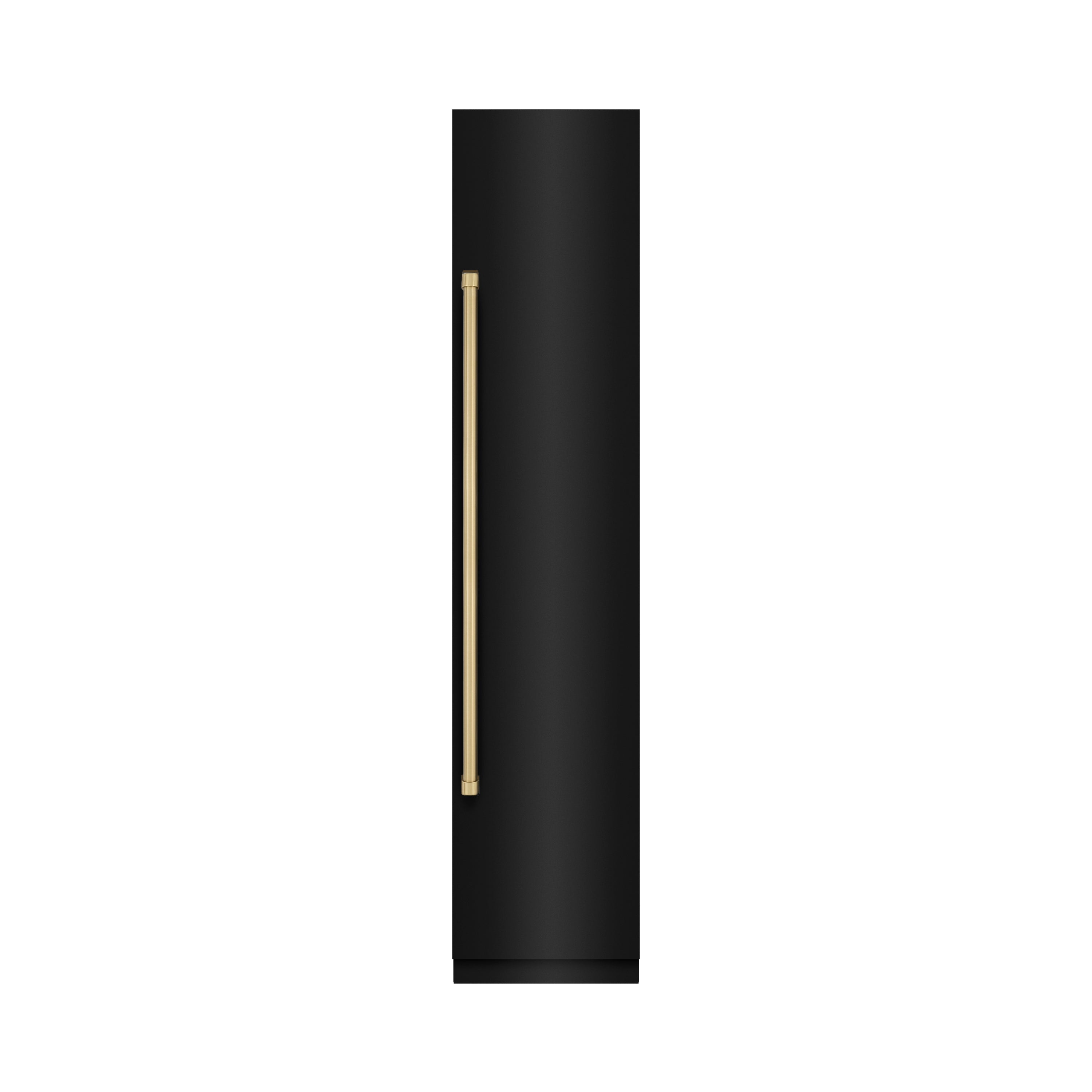 ZLINE Autograph 18" 8.6 cu. ft. Right Hinge Column Freezer in Black Stainless Steel with Graphite Gray Interior and Champagne Bronze Accents, RCFVRZ-BS-18-CB