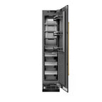 ZLINE Autograph 18" 8.6 cu. ft. Right Hinge Column Freezer in Black Stainless Steel with Graphite Gray Interior and Polished Gold Accents, RCFVRZ-BS-18-G
