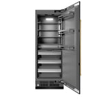 ZLINE 30 in. Column Refrigerator 16.7 cu. ft. Black Stainless Steel Graphite Gray Interior Champagne Bronze Accents (RCRVZ-BS-30-CB)