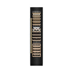 ZLINE Autograph 18" 9.0 cu. ft. Triple Zone 68 Bottle Right Hinge Column Wine Cooler in Black Stainless Steel with Champagne Bronze Accents, RCWVRZ-BS-18-CB