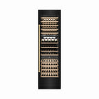 ZLINE Autograph 24" 12.4 cu. ft. Triple Zone 100 Bottle Column Wine Cooler in Black Stainless Steel and Champagne Bronze Accents, RCWVZ-BS-24-CB