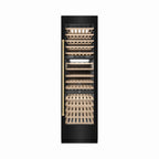 ZLINE Autograph 24" 12.4 cu. ft. Triple Zone 100 Bottle Column Wine Cooler in Black Stainless Steel and Champagne Bronze Accents, RCWVZ-BS-24-CB