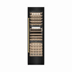 ZLINE Autograph 24" 12.4 cu. ft. Triple Zone 100 Bottle Column Wine Cooler in Black Stainless Steel and Polished Gold Accents, RCWVZ-BS-24-G