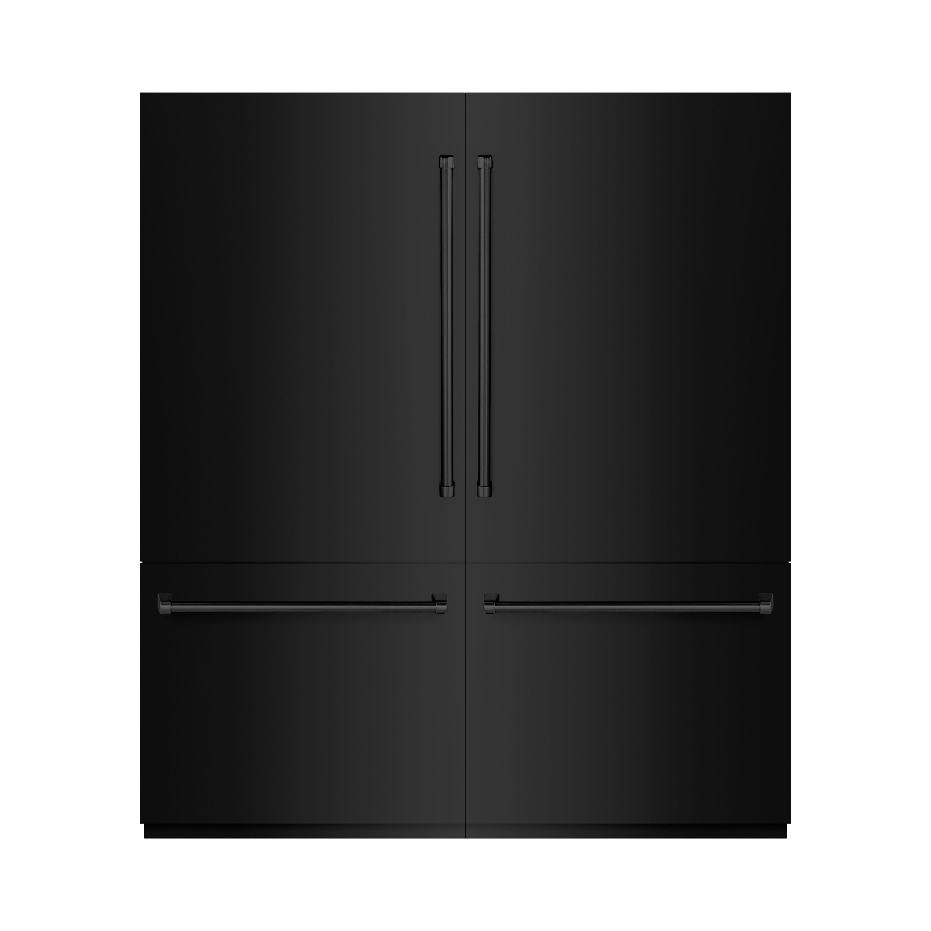 ZLINE 72 in. French Door Built-In Bottom Freezer Refrigerator 39.6 Cu. Ft. Water Dispensers, Ice Makers, Black Stainless Steel, Graphite Gray Interior (GRBIT-BS-72)