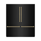 ZLINE 72 in. French Door Built-In Bottom Freezer Refrigerator 39.6 Cu. Ft. Water Dispensers Ice Makers Black Stainless Steel Graphite Gray Interior Champagne Bronze Accents (GRBITZ-BS-72-CB)