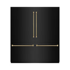 ZLINE 72 in. French Door Built-In Bottom Freezer Refrigerator 39.6 cu. ft. Water Dispensers Ice Makers Black Stainless Steel Graphite Gray Interior Champagne Bronze Helix Handles (GRBITZ-BS72-KCB)