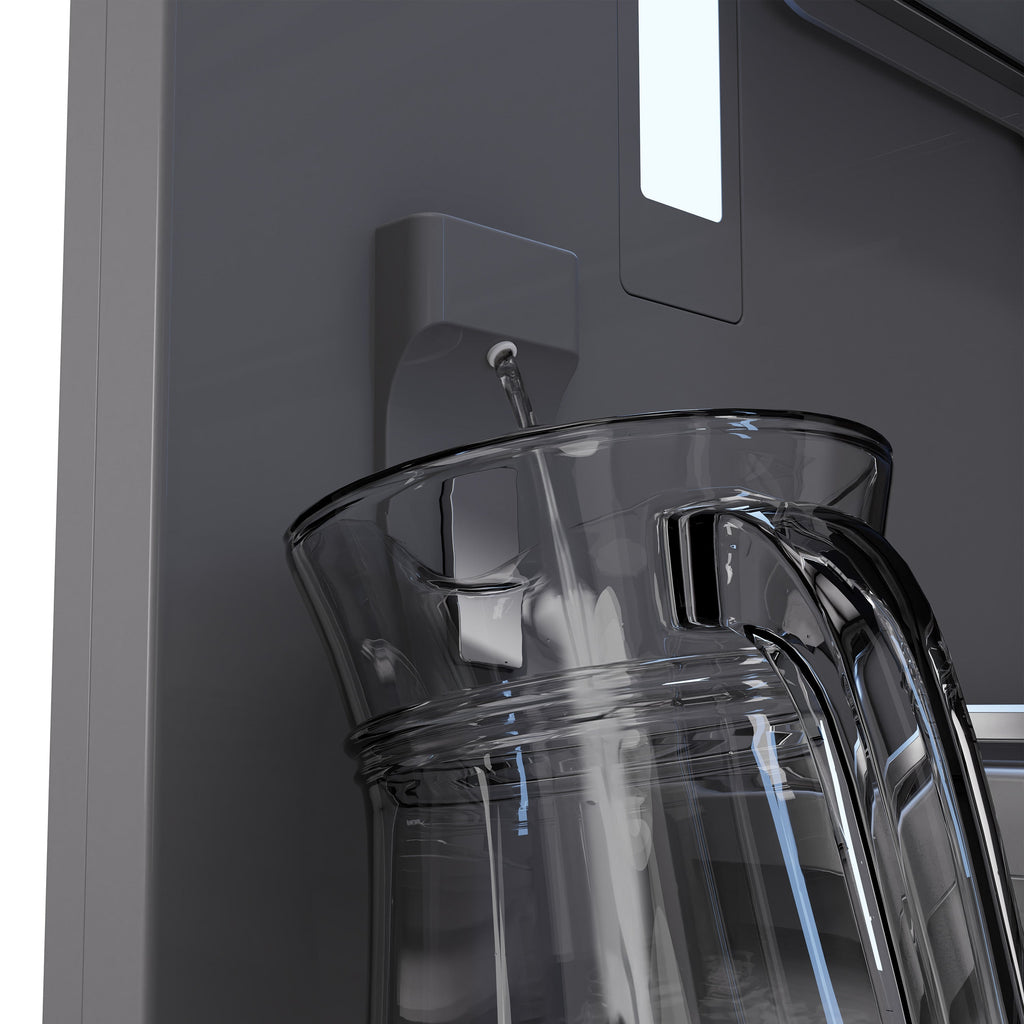 ZLINE 72 in. French Door Built-In Bottom Freezer Refrigerator 39.6 cu. ft. Water Dispensers Ice Makers Black Stainless Steel Graphite Gray Interior Champagne Bronze Helix Handles (GRBITZ-BS72-KCB)