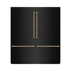 ZLINE 72 in. French Door Built-In Bottom Freezer Refrigerator 39.6 cu. ft. Black Stainless Steel, Water Dispensers, Ice Makers, Graphite Gray Interior, Polished Gold Helix Handles (GRBITZ-BS-72-KG)