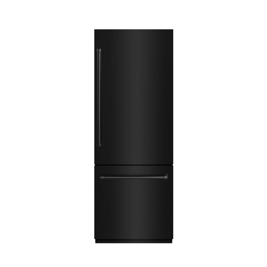 ZLINE 30 in. Built-In Bottom Freezer Refrigerator 16.1 cu. ft. with Water Dispenser, Ice Maker, Black Stainless Steel, Graphite Gray Interior (GRBIV-BS-30)