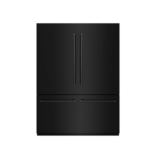 ZLINE 60 in. French Door Built-In Bottom Freezer Refrigerator 32.2 Cu. Ft. with Water Dispensers & Ice Makers, Black Stainless Steel, Graphite Gray Interior (GRBIV-BS-60)