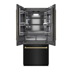 ZLINE 36 in. Built-In French Door Bottom Freezer Refrigerator 19.6 cu. ft. Water Dispenser Ice Maker Black Stainless Steel Graphite Gray Interior Champagne Bronze Accents (GRBIVZ-BS-36-CB)