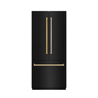 ZLINE 36 in. French Door Built-In Bottom Freezer Refrigerator, 19.6 Cu. Ft., Water Dispenser, Ice Maker, Black Stainless Steel, Polished Gold Accents (GRBIVZ-BS-36-G)