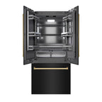 ZLINE 36 in. French Door Built-In Bottom Freezer Refrigerator, 19.6 Cu. Ft., Water Dispenser, Ice Maker, Black Stainless Steel, Polished Gold Accents (GRBIVZ-BS-36-G)
