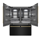 ZLINE 60 in. French Door Built-In Bottom Freezer Refrigerator 32.2 cu. ft. Water Dispenser Ice Maker Black Stainless Steel Champagne Bronze Accents (GRBIVZ-BS-60-CB)