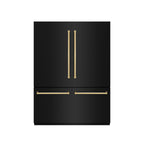 ZLINE 60 in. French Door Built-In Bottom Freezer Refrigerator 32.2 cu. ft. Water Dispenser Ice Maker Black Stainless Steel Graphite Gray Interior Polished Gold Accents (GRBIVZ-BS-60-G)