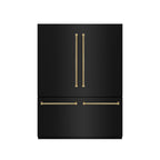 ZLINE 60 in. Built-In French Door Refrigerator 32.2 cu. ft. Black Stainless Steel Water Dispenser Ice Maker Polished Gold Handles (GRBIVZ-BS60KG)