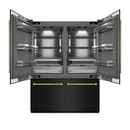 ZLINE 60 in. Built-In French Door Refrigerator 32.2 cu. ft. Black Stainless Steel Water Dispenser Ice Maker Polished Gold Handles (GRBIVZ-BS60KG)