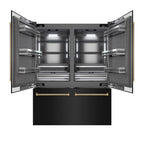 ZLINE 60 in. Built-In French Door Refrigerator 32.2 cu. ft. Black Stainless Steel Water Dispenser Ice Maker Polished Gold Handles (GRBIVZ-BS60KG)