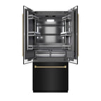 ZLINE 36 in. Built-In French Door Refrigerator 19.6 Cu. Ft. Water Dispenser Ice Maker Black Stainless Steel Graphite Gray Interior Champagne Bronze Helix Handles (GRBIVZ-BS36KCB)