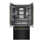 ZLINE 36 in. French Door Built-In Bottom Freezer Refrigerator 19.6 Cu. Ft. Water Dispenser Ice Maker Black Stainless Steel Graphite Gray Interior Polished Gold Helix Handles (GRBIVZ-BS36KG)