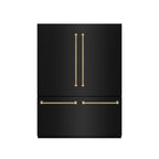 ZLINE 60 in. French Door Built-In Bottom Freezer Refrigerator 32.2 Cu. Ft. Water Dispenser Ice Maker Black Stainless Steel Champagne Bronze Handles (GRBIVZ-BS60KCB)