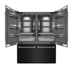 ZLINE 60 in. French Door Built-In Bottom Freezer Refrigerator 32.2 Cu. Ft. Water Dispenser Ice Maker Black Stainless Steel Champagne Bronze Handles (GRBIVZ-BS60KCB)