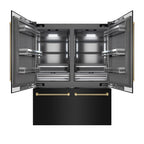 ZLINE 60 in. French Door Built-In Bottom Freezer Refrigerator 32.2 Cu. Ft. Water Dispenser Ice Maker Black Stainless Steel Champagne Bronze Handles (GRBIVZ-BS60KCB)