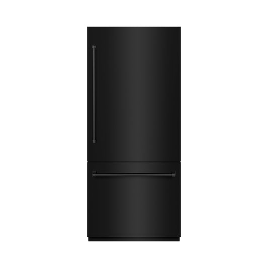 ZLINE 36 in Built-In Bottom Freezer Refrigerator 19.8 cu. ft. Water Dispenser Ice Maker Black Stainless Steel (RBIT-BS-36)