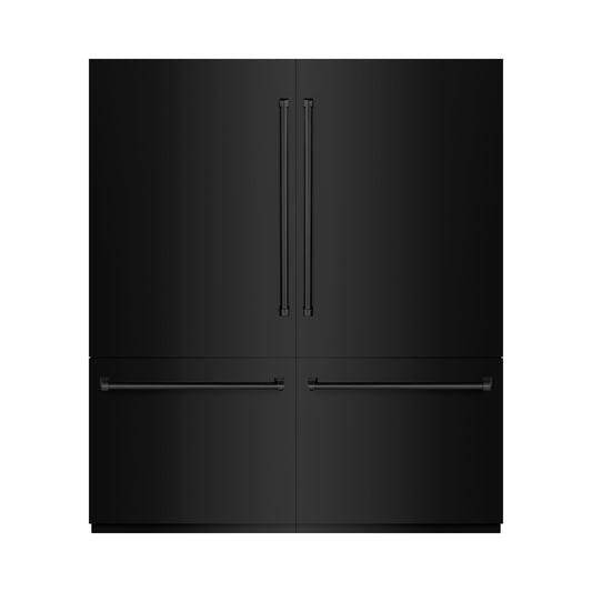 ZLINE 72 in. French Door Built-In Bottom Freezer Refrigerator 39.6 Cu. Ft. with Water Dispensers & Ice Makers Black Stainless Steel (RBIT-BS-72)
