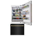 ZLINE 36 in. Built-In Bottom Freezer Refrigerator 19.8 cu. ft. Water Dispenser Ice Maker Champagne Bronze Accents Black Stainless Steel (RBITZ-BS-36-CB)