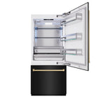 ZLINE 36 in. Built-In Bottom Freezer Refrigerator 19.8 cu. ft. Water Dispenser Ice Maker Champagne Bronze Accents Black Stainless Steel (RBITZ-BS-36-CB)