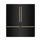 ZLINE 72 in. French Door Built-In Bottom Freezer Refrigerator 39.6 Cu. Ft. Water Dispensers Ice Makers Black Stainless Steel Polished Gold Accents (RBITZ-BS-72-G)