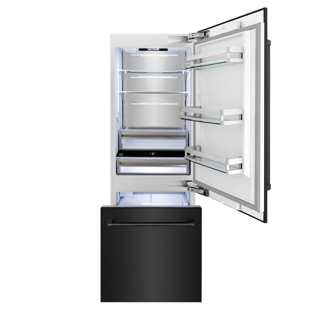 ZLINE 30 in. Built-In Refrigerator 16.1 cu. ft. Internal Water & Ice Dispenser Black Stainless Steel (RBIV-BS-30)