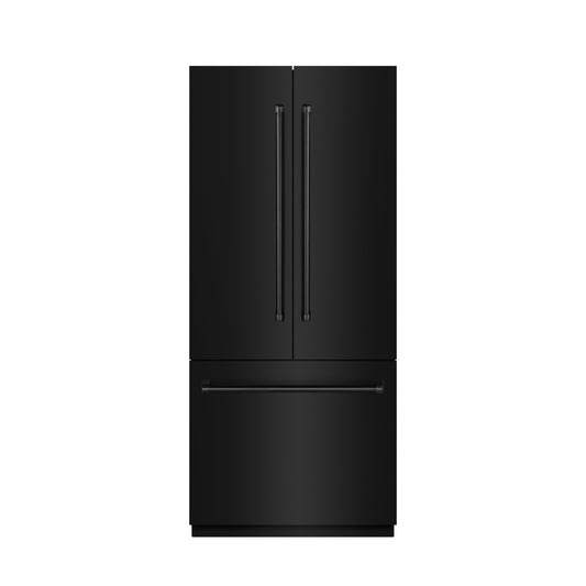 ZLINE 36 in. French Door Built-In Bottom Freezer Refrigerator, 19.6 Cu. Ft., Water Dispenser, Ice Maker, Black Stainless Steel, Stainless Steel Interior (SRBIV-BS-36)