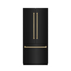 ZLINE 36 in. French Door Built-In Bottom Freezer Refrigerator 19.6 Cu. Ft. Water Dispenser Ice Maker Black Stainless Steel Champagne Bronze Accents (SRBIVZ-BS-36-CB)