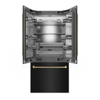 ZLINE 36 in. French Door Built-In Bottom Freezer Refrigerator 19.6 cu. ft. Water Dispenser Ice Maker Black Stainless Steel Champagne Bronze Helix Handles (SRBIVZ-BS36KCB)