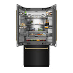 ZLINE 36 in. French Door Built-In Bottom Freezer Refrigerator 19.6 cu. ft. Water Dispenser Ice Maker Black Stainless Steel Stainless Steel Interior Polished Gold Helix Handles (SRBIVZ-BS36KG)