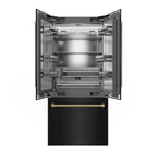 ZLINE 36 in. French Door Built-In Bottom Freezer Refrigerator 19.6 cu. ft. Water Dispenser Ice Maker Black Stainless Steel Stainless Steel Interior Polished Gold Helix Handles (SRBIVZ-BS36KG)
